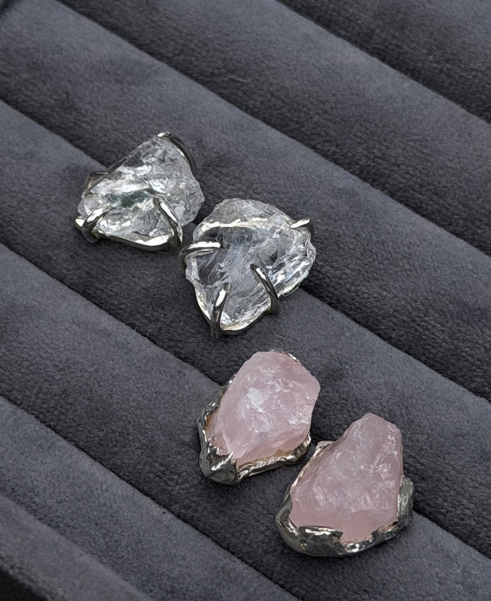 серьги кариатида с розовым кварцем
