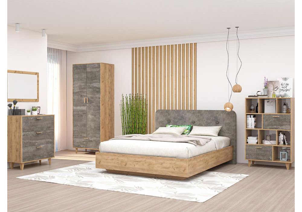 Шкаф Эго Шк-1 на ножках дуб крафт золотой / камень темный