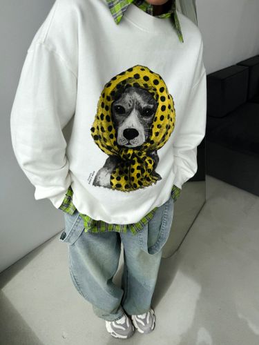 Джемпер с принтом собаки женский белый