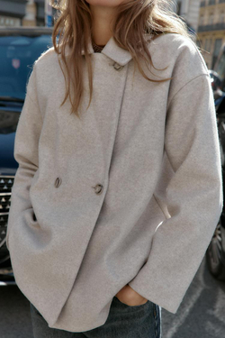 ZARA МЯГКОЕ ДВУБОРТНОЕ ПАЛЬТО, СВЕТЛО-БЕЖЕВЫЙ