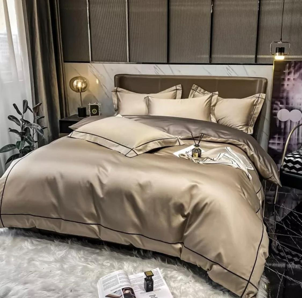 ZEPHYR HOME КПБ Двуспалка ЕВРО Мако-Сатин 100s Бронза