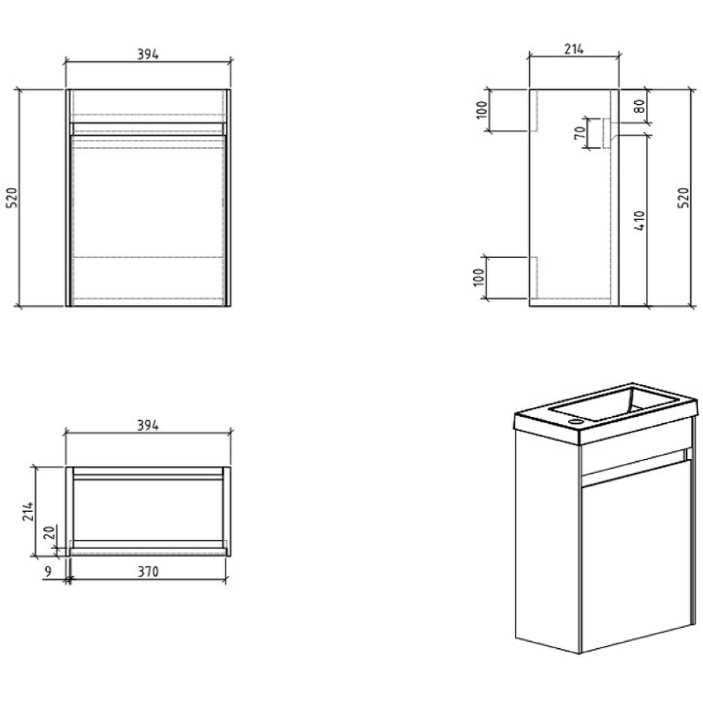 Тумба под раковину BelBagno Pietra Mini 40 PIETRA MINI-400-1A-SO-SCM-R подвесная Cemento