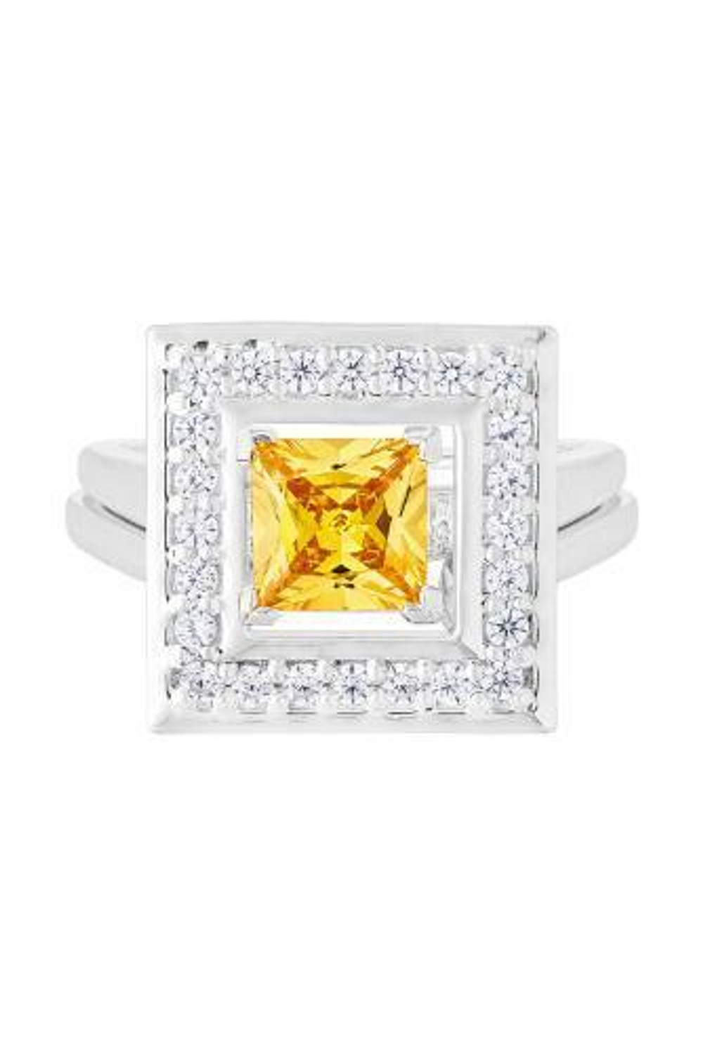 Кольцо сборное из серебра со вставками из жёлтого и бесцветных фианитов