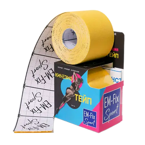 Кинезио-тейп EM-Fix Sport усиленная фиксация 5/5 Желтый
