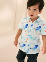 Рубашка с коротким рукавом для мальчика Next AB6-485, Голубой