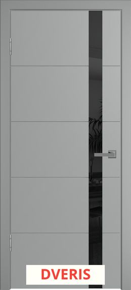 Межкомнатная дверь Скай-5 ПО (Серая эмаль/Черный лакобель)