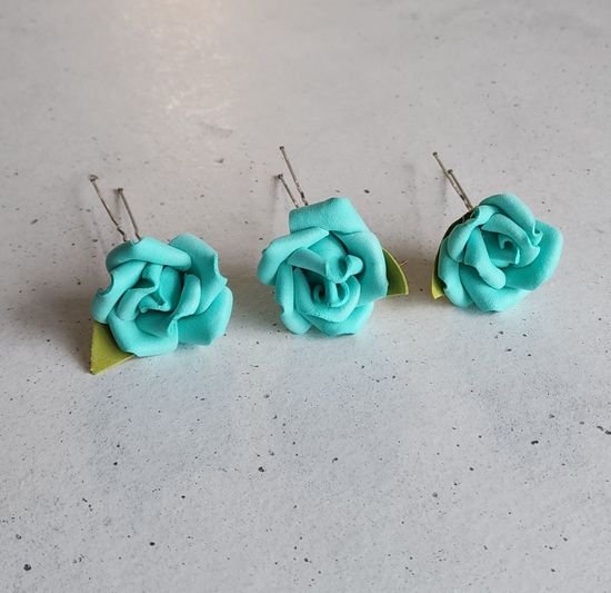 Набор шпилек "Розы большие" латекс, 3 шт, бирюза