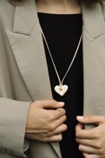 Подвес Сердце maxi на шнурке, белый, керамика