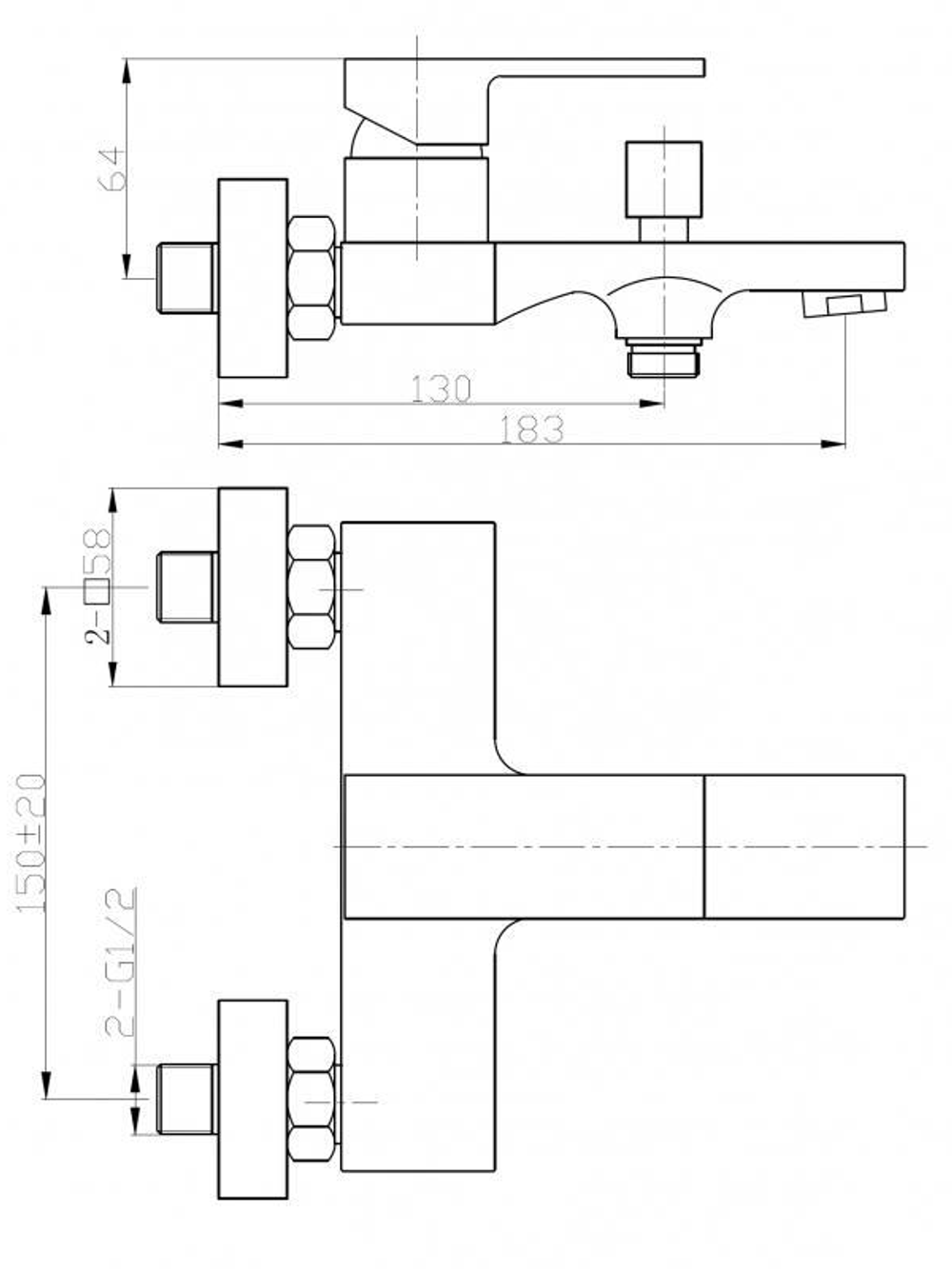 Смеситель для ванны однорычажный WeltWasser  WW MX  KASSEL 703 4665293456383 Хром  С изливом