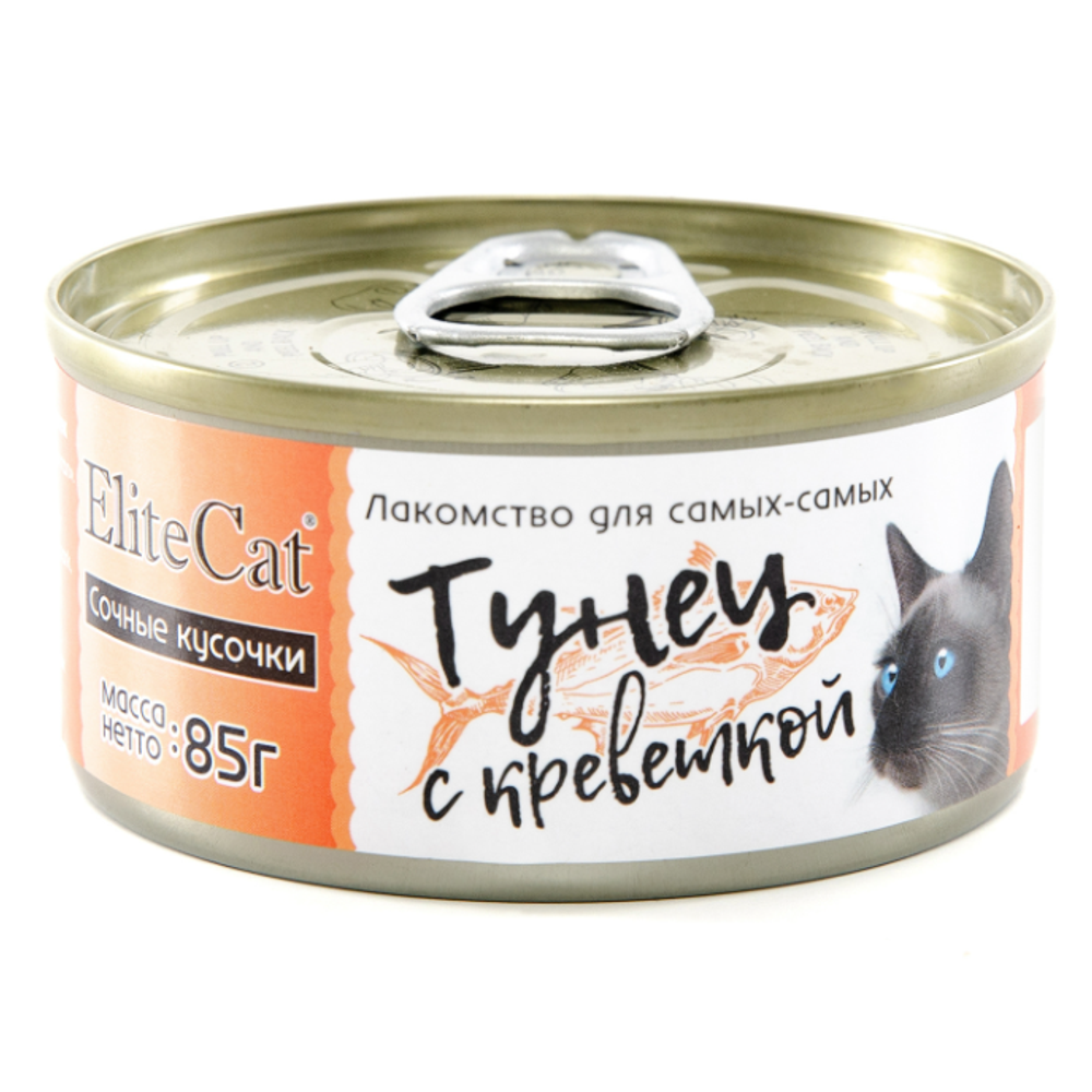 Elitecat дополнительное питание для кошек сочные кусочки "тунец с креветкой", 85гр