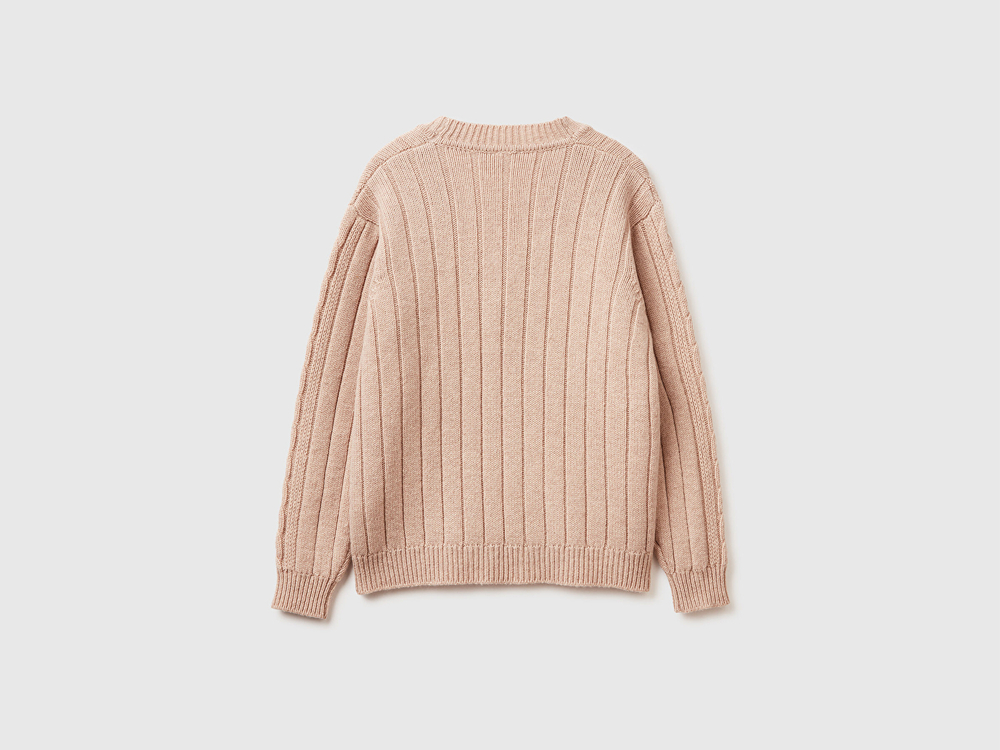 Benetton Кардиган Stranger Things, бежевый меланж