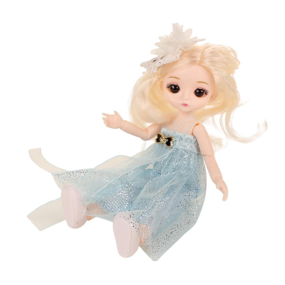 Кукла Классическая-мини 25см, коробка платье-голубое 921