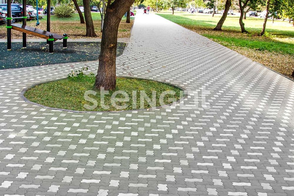 Тротуарная плитка Steingot Зигзаг Серый толщина 80 мм