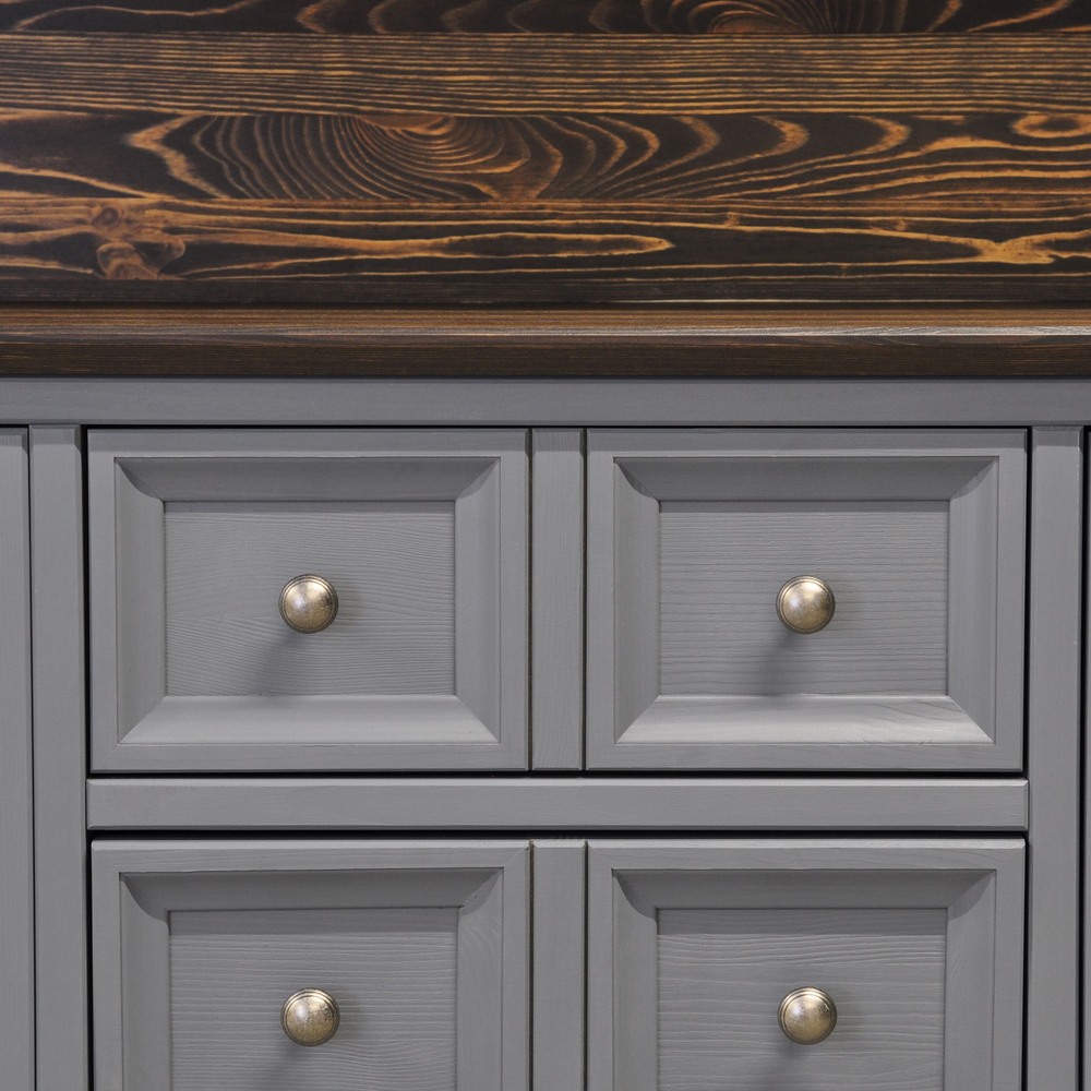 Буфет деревянный с 4 дверями Лэйквью 155х41х202 см с подсветкой, из натуральной сосны