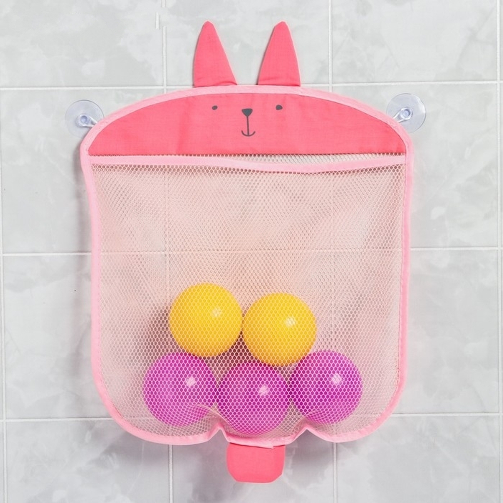 4513801 Сетка для хранения игрушек в ванной "Зайка", цвет розовый