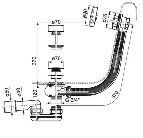 Слив-перелив Ravak X01305 полуавтомат Хром