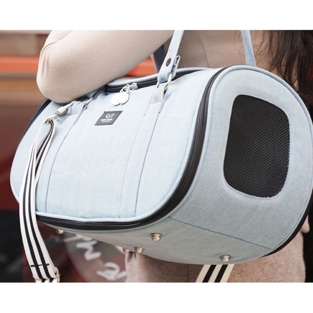111 Сумка авиа "Фаворит" , джинсовая / сумка-переноска для САМОЛЕТА Puppy Angel / DENIM "Herringbone Travel Carrier"
