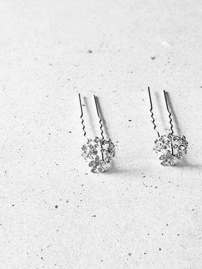 Набор шпилек "Цветочки" стразы, 3 шт, серебро