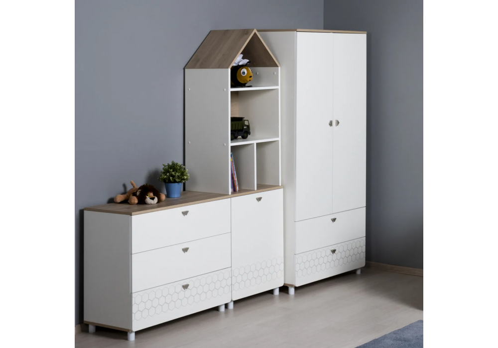 Комод Эльга белый шагрень / дуб белый exclusive