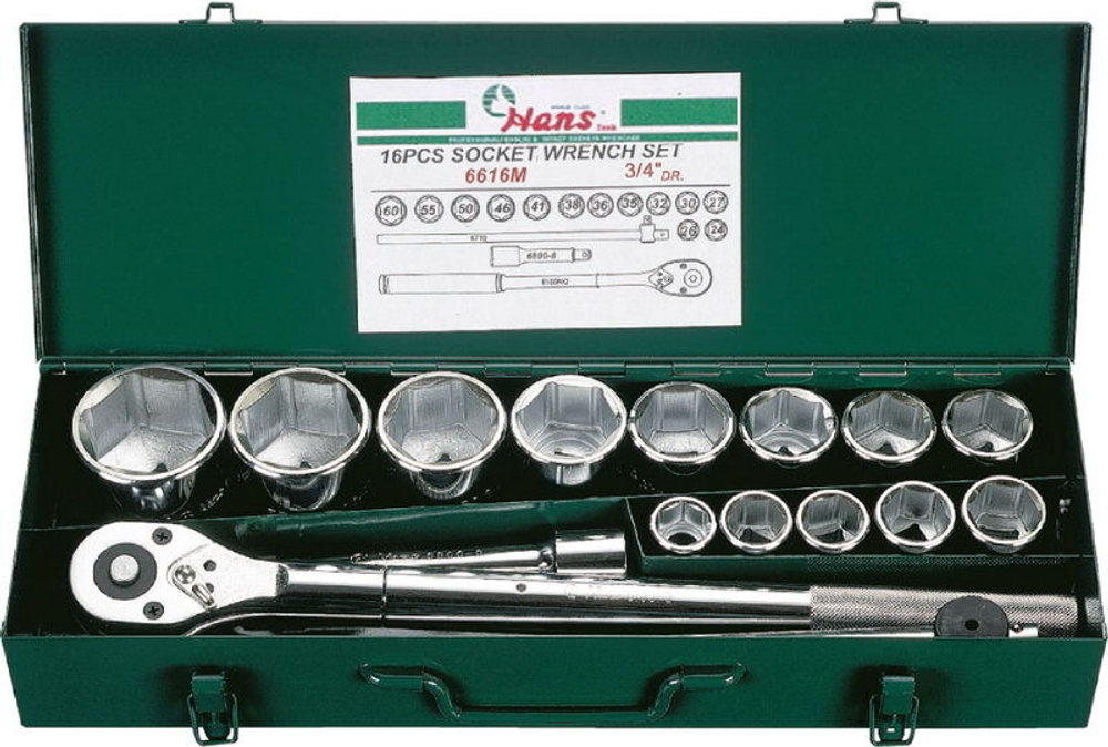 Набор торцевых головок на 3/4' Hans, 6616M