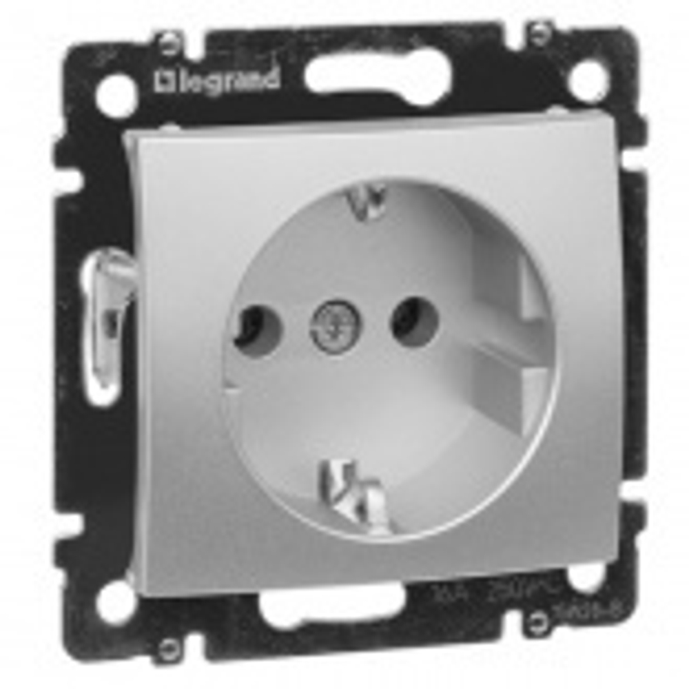 Розетка Legrand Valena с заземлением алюминий 770120