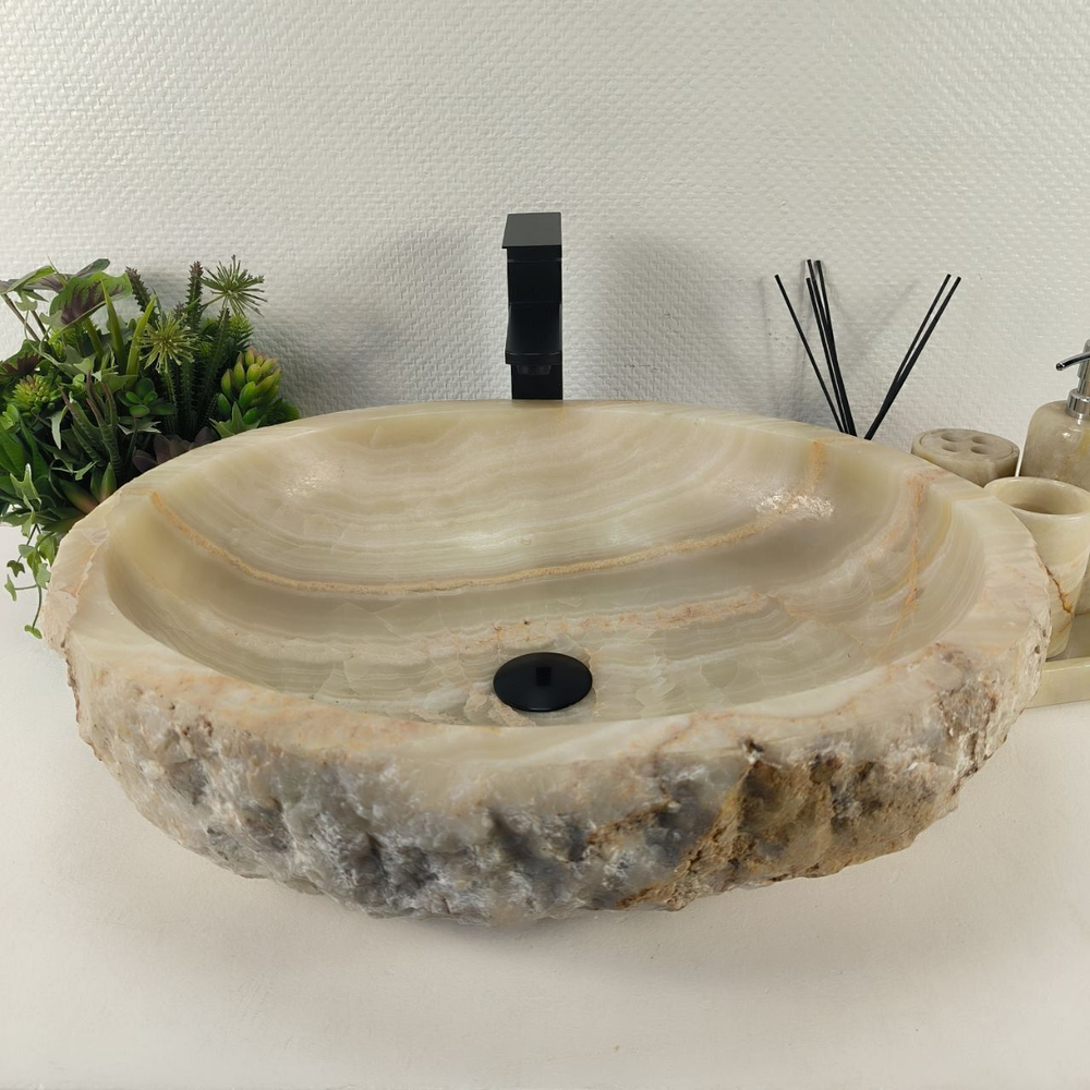 Каменная раковина из оникса Erozy Green EO-04716 (60*49*16) 0163 из натурального камня