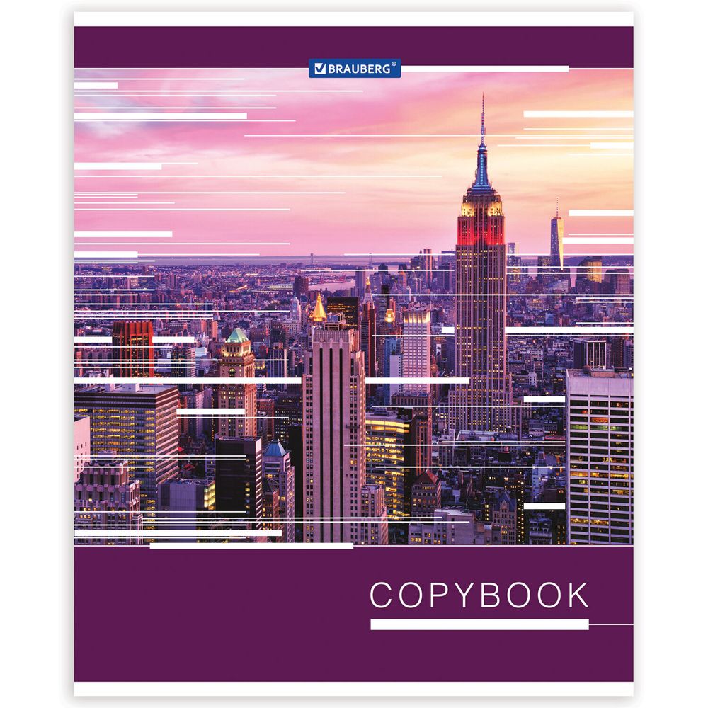 Тетрадь А5, 48 л., BRAUBERG, клетка, металлизированный картон, ГОРОДА МИРА, 403044, 5шт