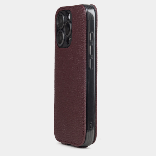 Чехол iPhone 16 Pro Max натуральная кожа сафьяно, бордового цвета