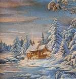 Декоративный гобеленовый чехол для интерьерной подушки Зимний вечер 38*38