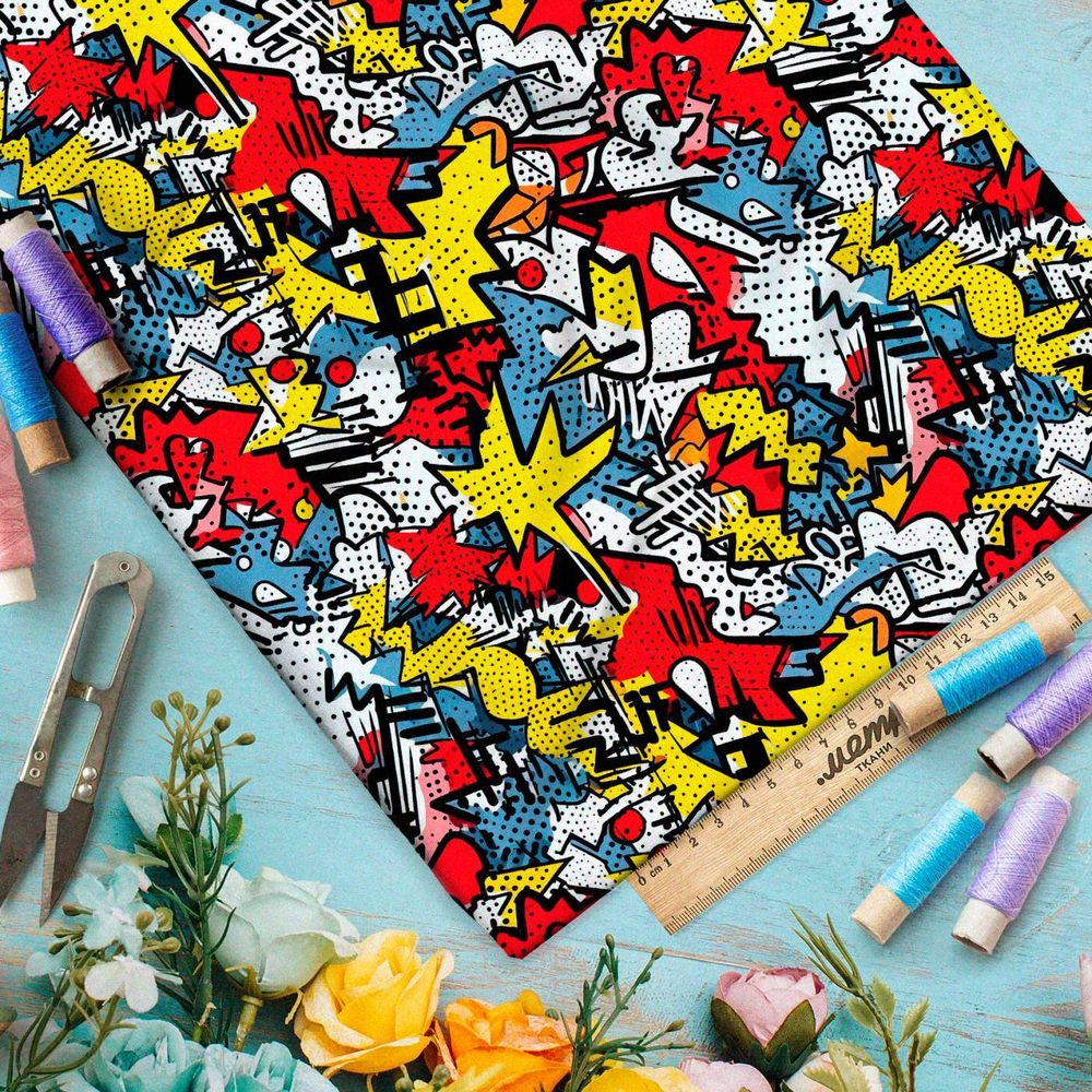 Ткань премиум шелк искусственный Армани эклектичные формы