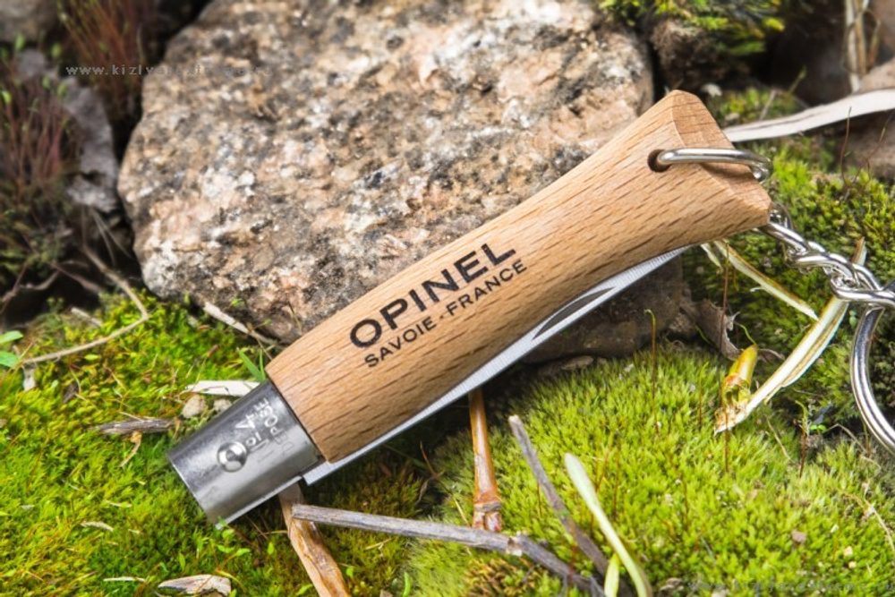 Нож-брелок Opinel №4, нержавеющая сталь, бук