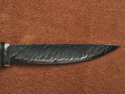 Якутский нож "Амга", сталь Х12МФ, рукоять черный мореный граб / орнамент