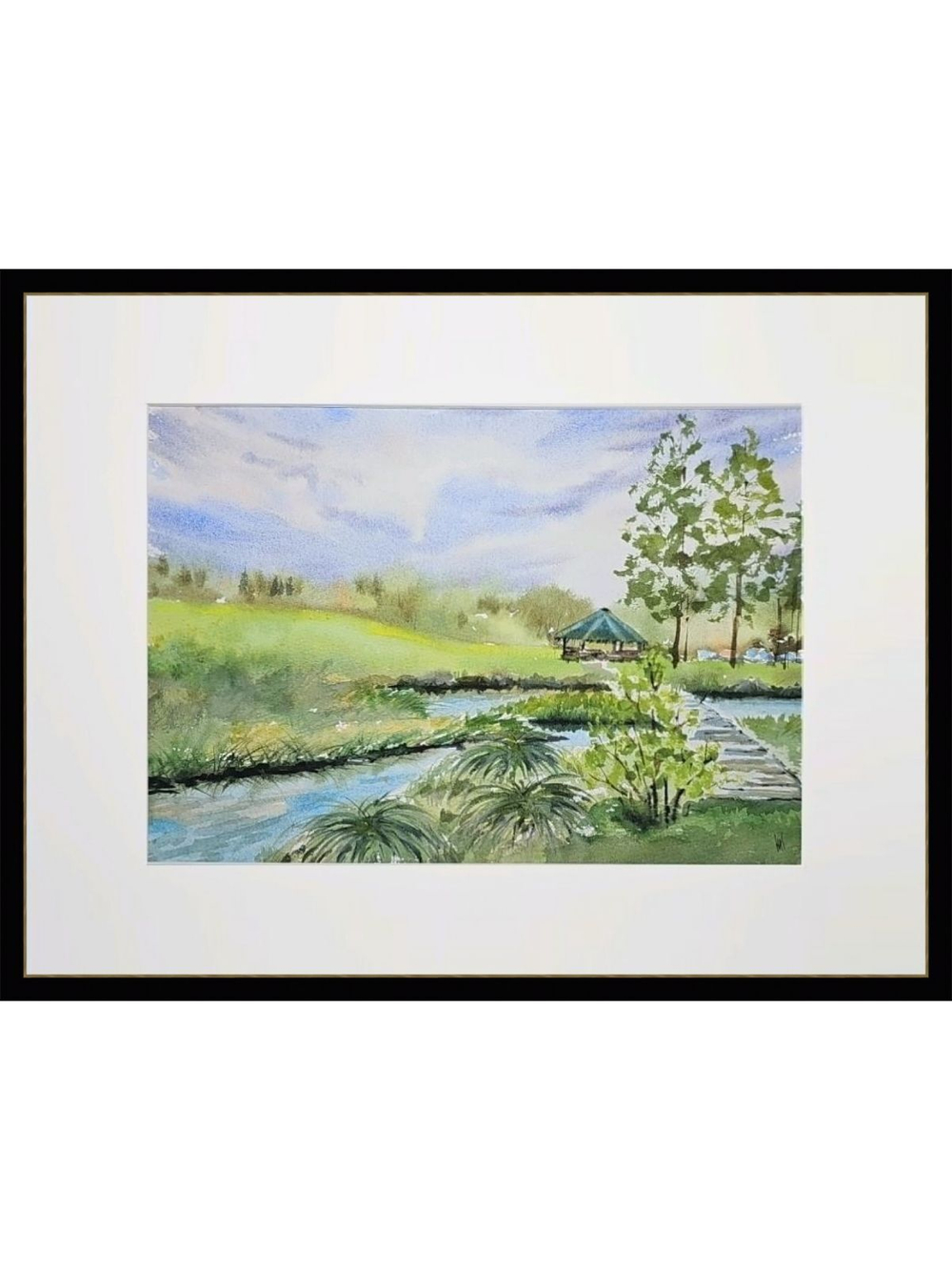 Картина авторская акварельная в паспарту 30х40 см на стену для интерьера "Майское Веребково"