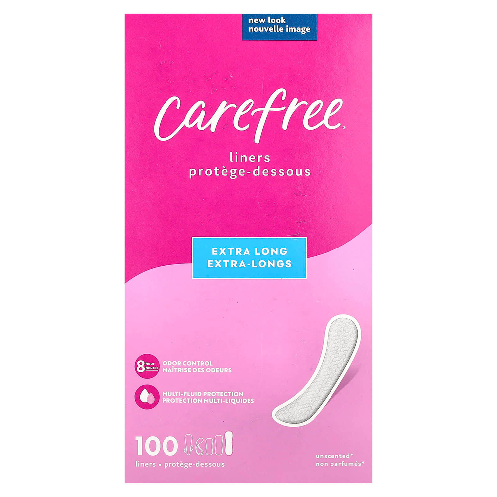 Carefree, вкладыши, экстрадлинные, без запаха, 100 шт.