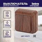 Выключатель Intro Quadro 2-104-10 двухклавишный 10А-250В IP20 ОУ венге