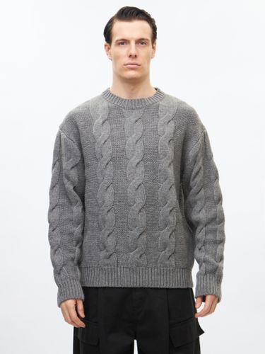 Серый шерстяной свитер Heathen в косичку