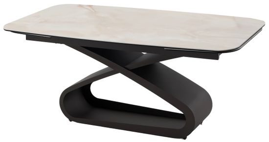 Стол АУРУМ (AURUM) 180 БЕЖЕВЫЙ МРАМОР TL-618, испанская керамика / Коричневый графит каркас, ®DISAUR