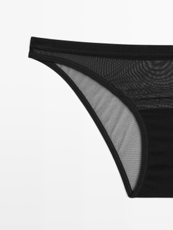 Massimo Dutti Трусы из полупрозрачной сетчатой ткани, черный