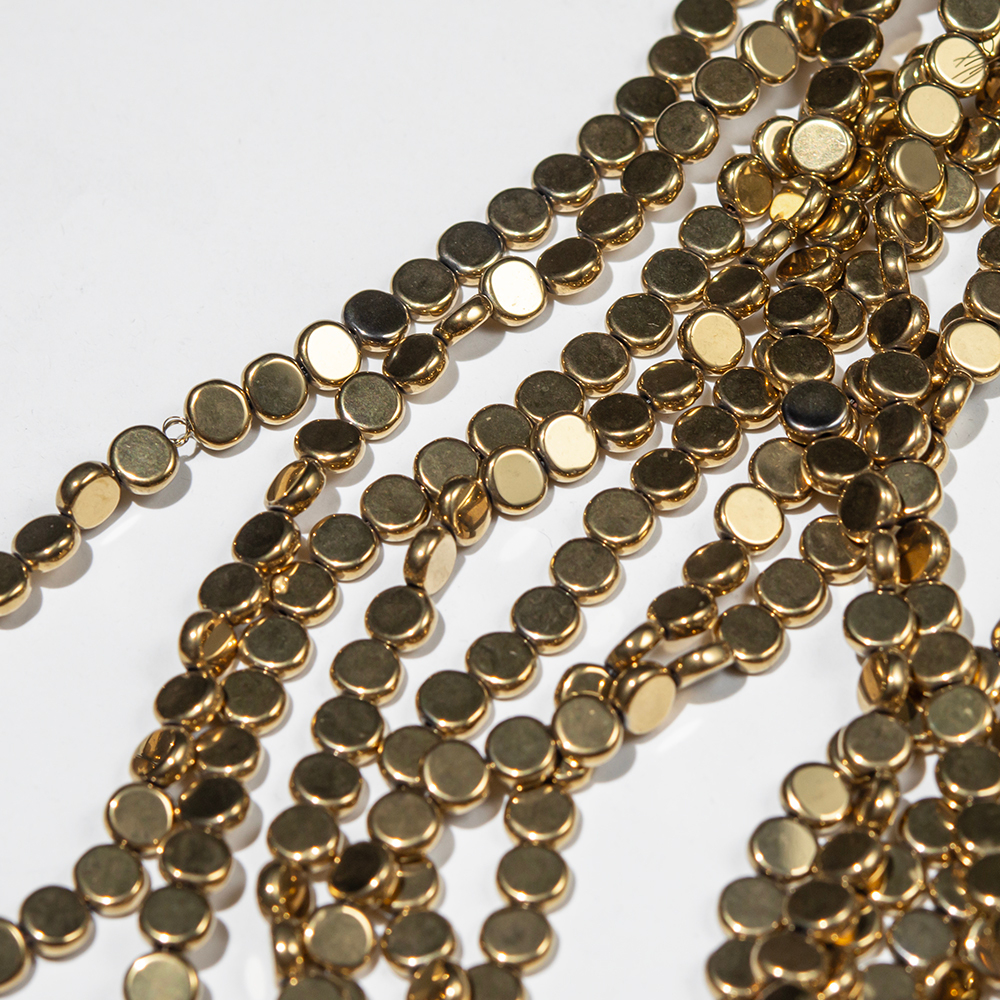 Гематин (гематит), монетка 6*2,3мм, оттенок "Золото"