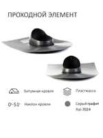 Комплект вентиляции: Вентиляционный выход изолированный Vilpe D160/225 утепленный высота H=500 мм, проходной элемент для битумной кровли, колпак Ø 230 мм, серый графит