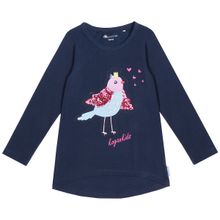 Темно-синий джемпер для девочки с птицей