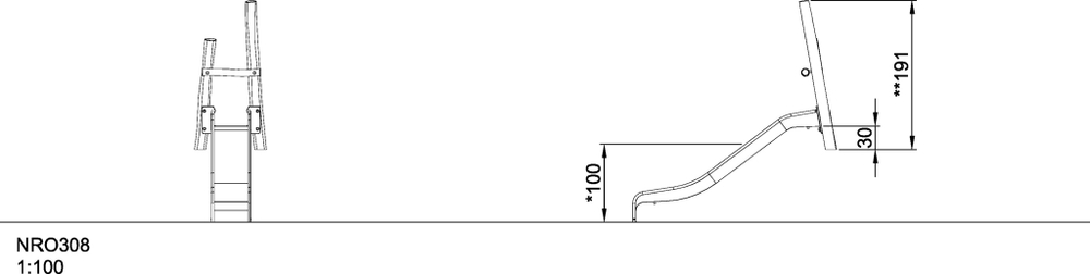 Стальная горка на склон, H=1,20 м.
