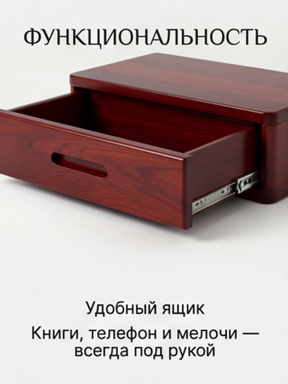 Тумба прикроватная, 47х29х15, Мелания, подвесная, с ящиком, красный, массив березы