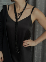 Колье-галстук трансформер, венецианский бисер, оттенок черный