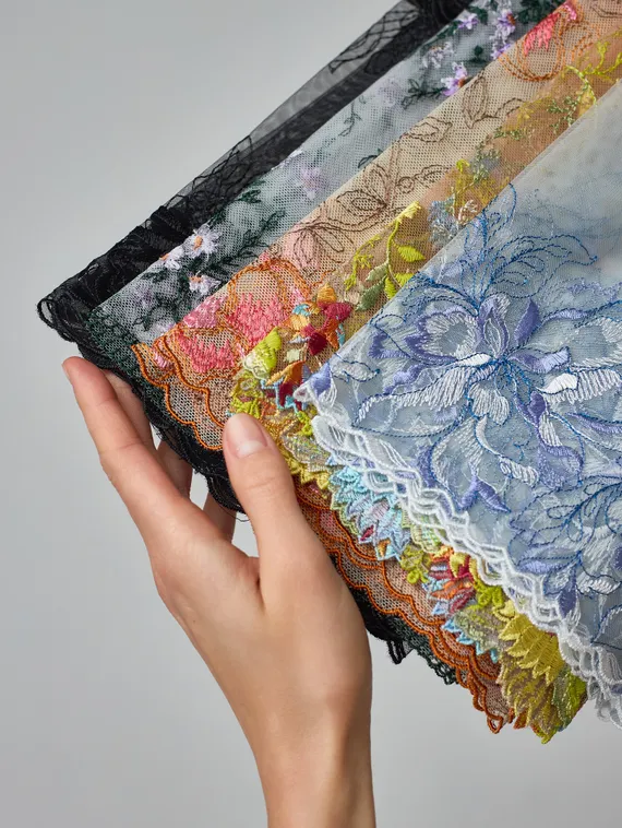 Ветошь кружева - 10 отрезов от 70 см до 1 метра (вышивка, реснички, эластичка)