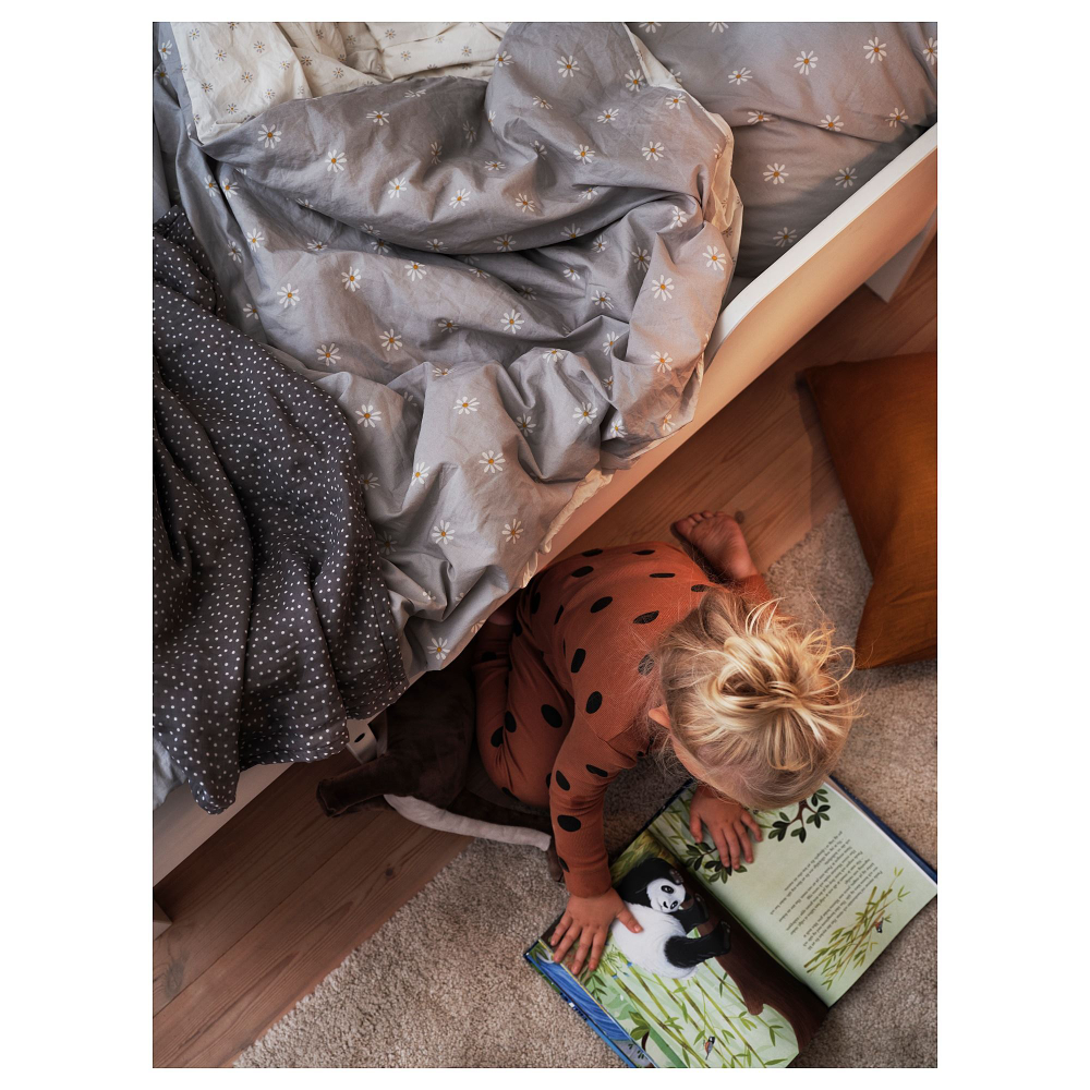 Комплект постельного белья IKEA NATTSLANDA (НАТТСЛЭНДА), Детский, Серый с рисунком, 150х200, 50х80 см