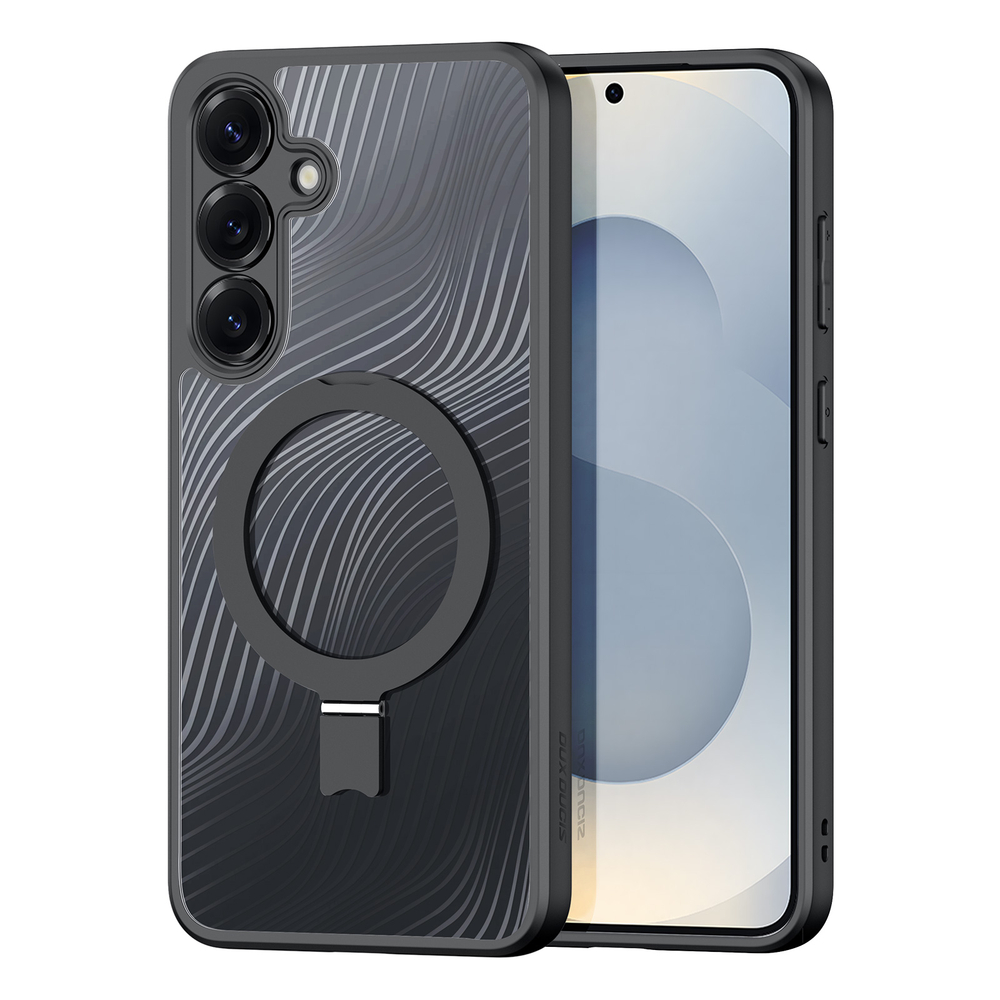 Чехол с MagSafe от Dux Ducis для Samsung Galaxy S25, серия Aimo Mag Series (версия с магнитной откидной подставкой)