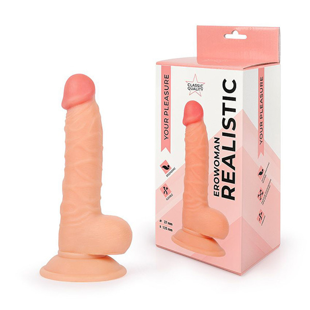 Телесный реалистичный фаллоимитатор 19,5см Bior Toys Erowoman-Eroman ER-30064