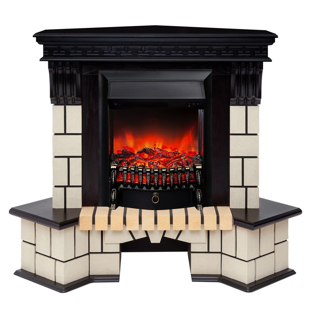 Электрокамин RealFlame Stone Corner STD AO античный дуб с очагом Fobos Lux Black