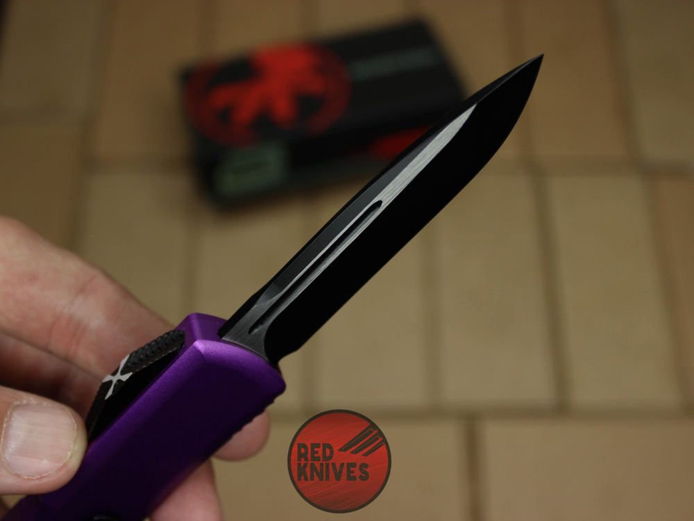 Нож Microtech UTX-85 S/E - фиолетовая рукоять, стандартный клинок, черный + запчасти RK-399